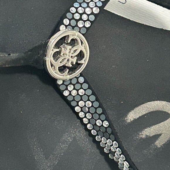 Guess Women’s Black Rhinestone Wedge Flip Flops - Picture 5 of 6